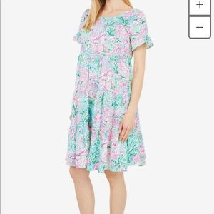 Lilly Pulitzer jodee short sleeve swing dress in Bali blue spotted on worth